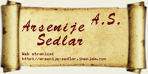 Arsenije Sedlar vizit kartica
